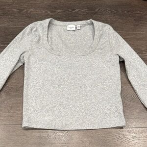 Sunday Best Light Gray Cotton Long Sleeve Top